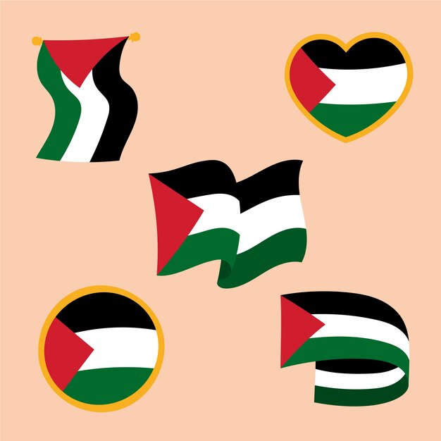 Handgetekende platte ontwerp palestina nationale emblemen