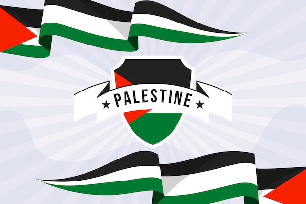 Handgetekende platte ontwerp palestina nationale emblemen