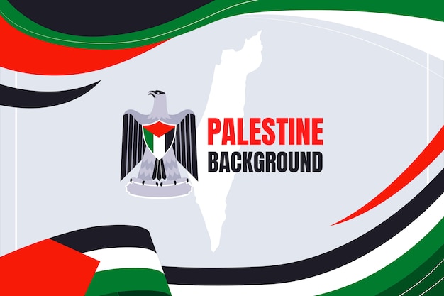 Handgetekende platte ontwerp palestina nationale emblemen
