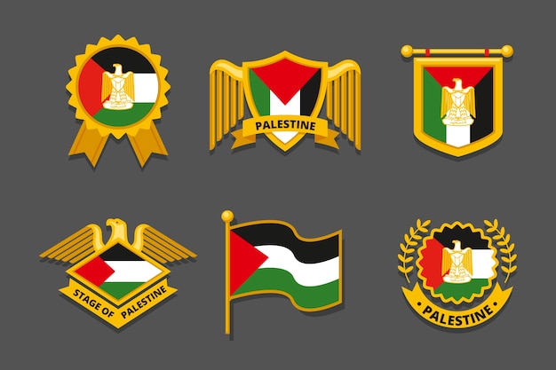 Gratis vector handgetekende platte ontwerp palestina nationale emblemen