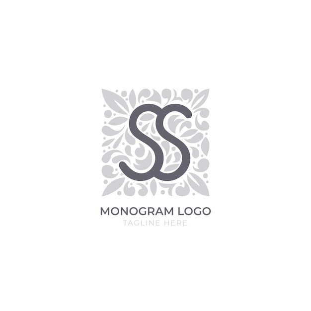 Gratis vector handgetekende platte ontwerpsjabloon ss-logo