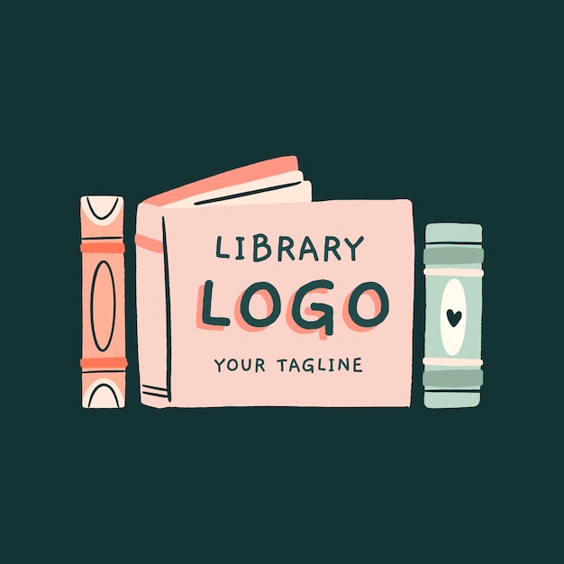 Gratis vector handgetekende platte ontwerpsjabloon voor bibliotheeklogo