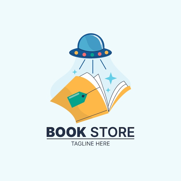 Gratis vector handgetekende platte ontwerpsjabloon voor bibliotheeklogo