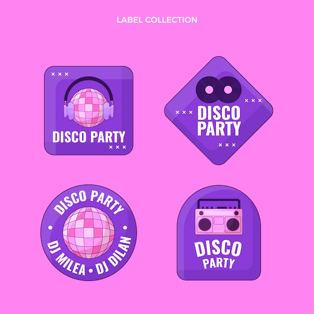 Gratis vector handgetekende platte ontwerpsjabloon voor discofeestjes