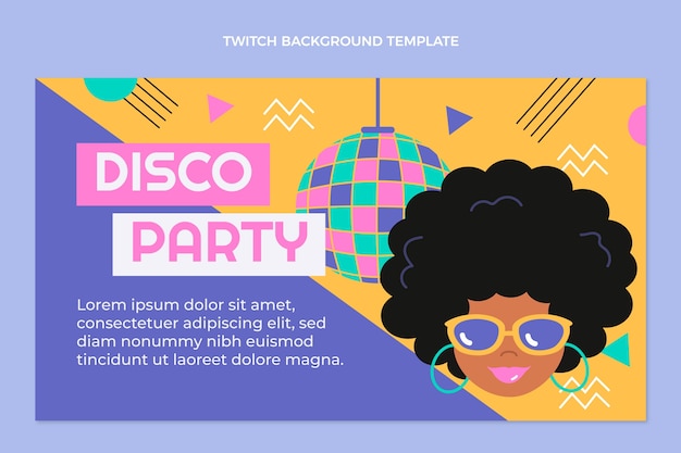 Gratis vector handgetekende platte ontwerpsjabloon voor discofeestjes