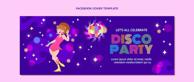 Handgetekende platte ontwerpsjabloon voor discofeestjes