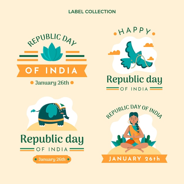 Gratis vector handgetekende platte republiek dag labels collectie