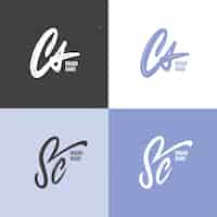 Gratis vector handgetekende platte sc of cs logo-ontwerpsjabloon