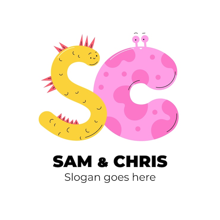 Gratis Vector handgetekende platte sc of cs logo-ontwerpsjabloon