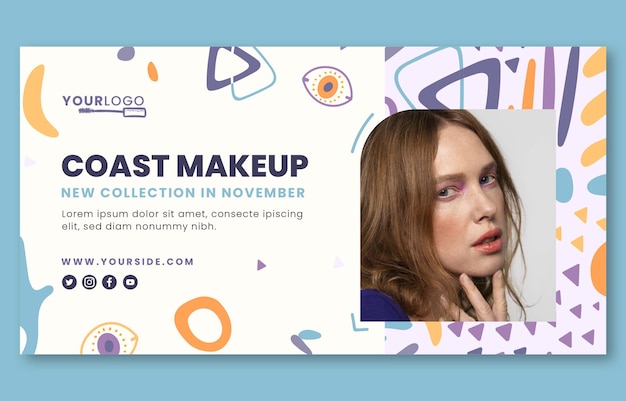 Gratis vector handgetekende platte textuur make-up artiest banner