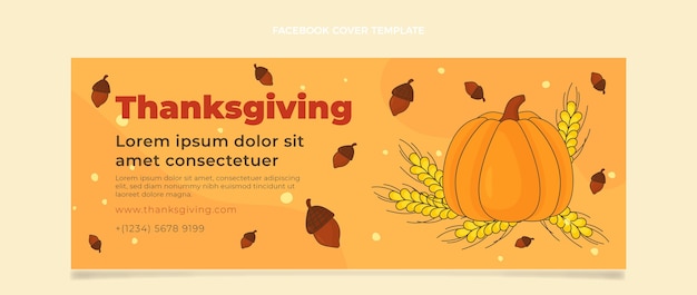 Gratis vector handgetekende platte thanksgiving sociale media voorbladsjabloon