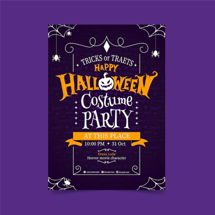 Gratis Vector handgetekende platte verticale flyer-sjabloon voor halloween-feest