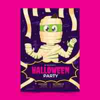 Gratis vector handgetekende platte verticale flyer-sjabloon voor halloween-feest