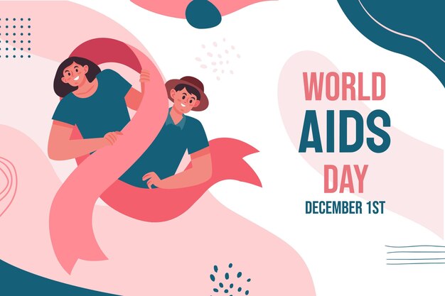 Handgetekende platte wereld aids dag achtergrond