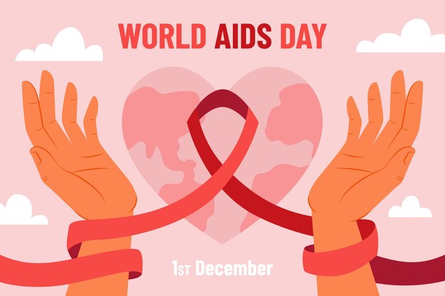 Gratis vector handgetekende platte wereld aids dag achtergrond