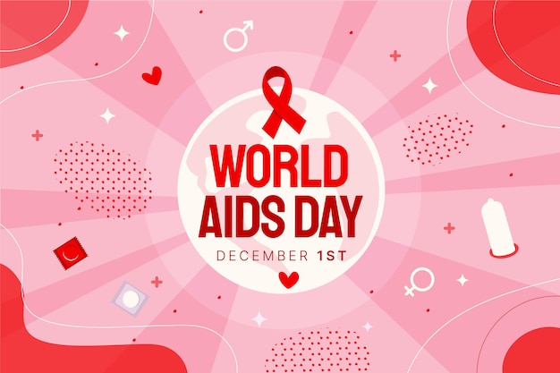 Gratis vector handgetekende platte wereld aids dag achtergrond