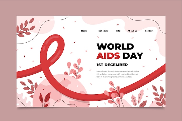 Gratis vector handgetekende platte wereld aids dag bestemmingspagina sjabloon