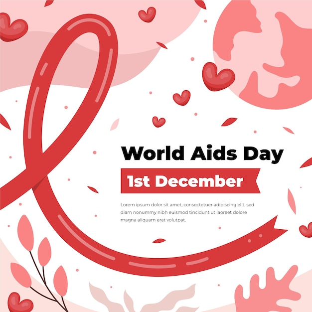 Gratis vector handgetekende platte wereld aids dag illustratie