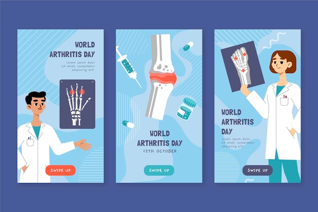 Handgetekende platte wereld artritis dag instagram verhalen collectie