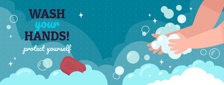Gratis Vector handgetekende platte wereldwijde handwasdag social media voorbladsjabloon