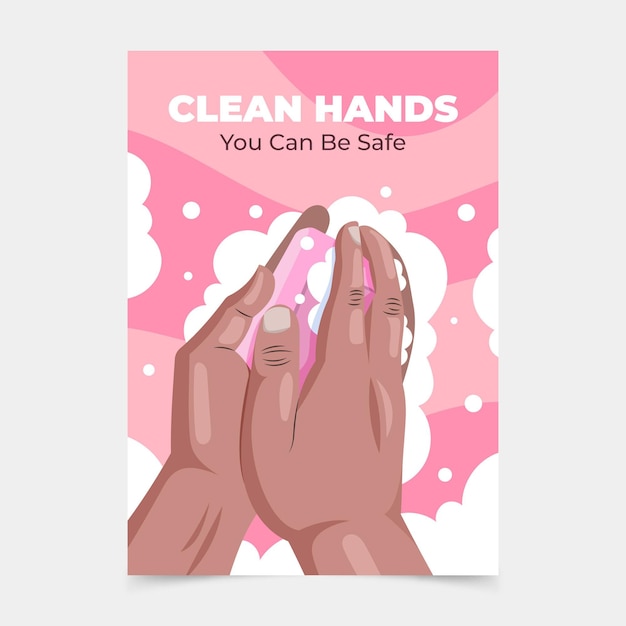 Gratis vector handgetekende platte wereldwijde handwasdag verticale flyer-sjabloon