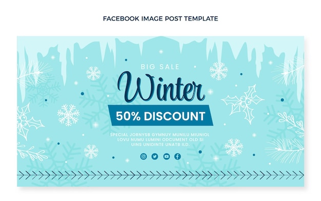 Gratis vector handgetekende platte winter social media postsjabloon