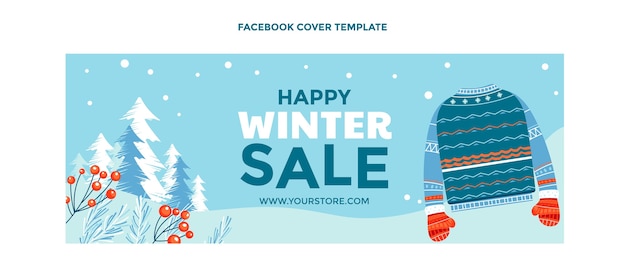 Gratis vector handgetekende platte winter sociale media voorbladsjabloon