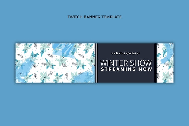 Handgetekende platte winter twitch banner