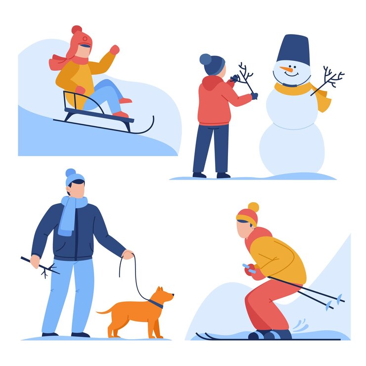 Gratis Vector handgetekende platte wintermensencollectie