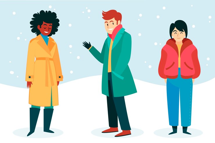 Gratis Vector handgetekende platte wintermensencollectie