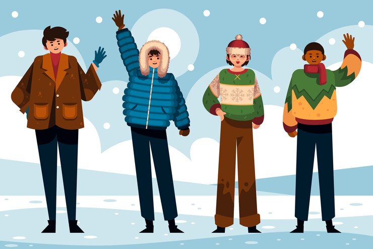 Gratis Vector handgetekende platte wintermensencollectie