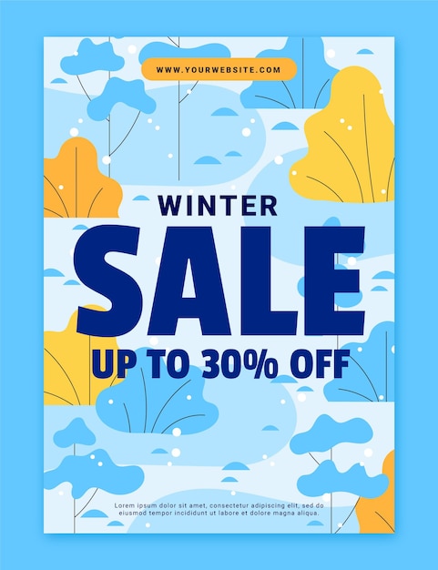 Gratis vector handgetekende platte winterverkoop verticale postersjabloon