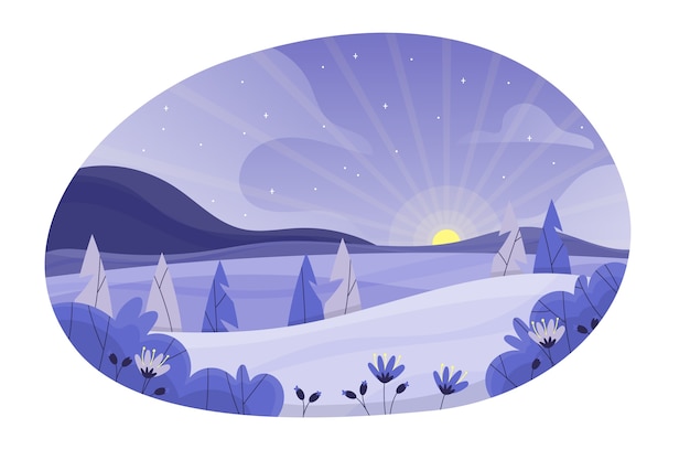 Gratis vector handgetekende platte winterzonnewende illustratie