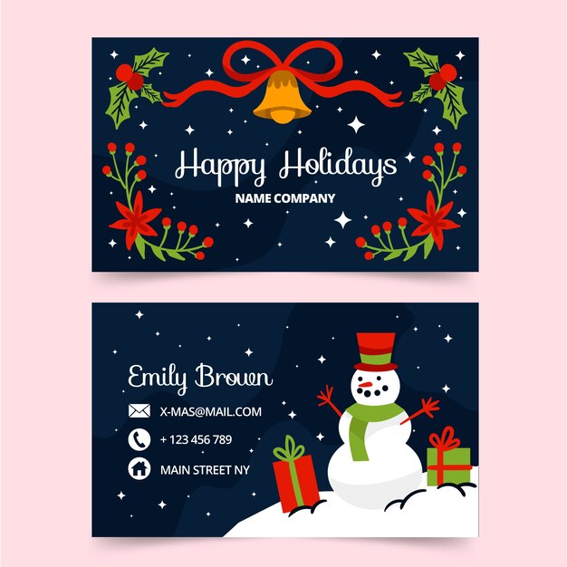 Gratis vector handgetekende platte zakelijke kerstkaarten