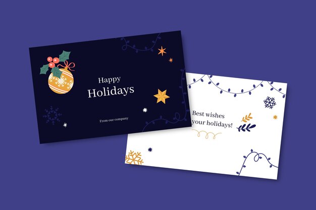 Handgetekende platte zakelijke kerstkaarten