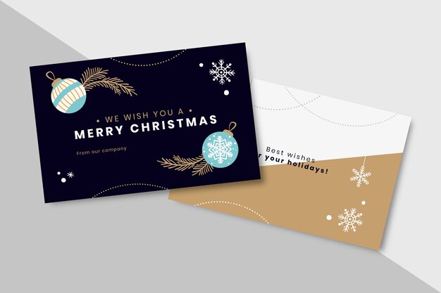 Handgetekende platte zakelijke kerstkaarten