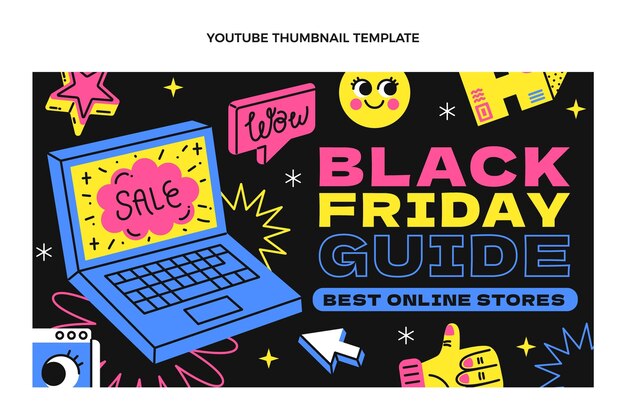 Handgetekende platte zwarte vrijdag YouTube-thumbnail