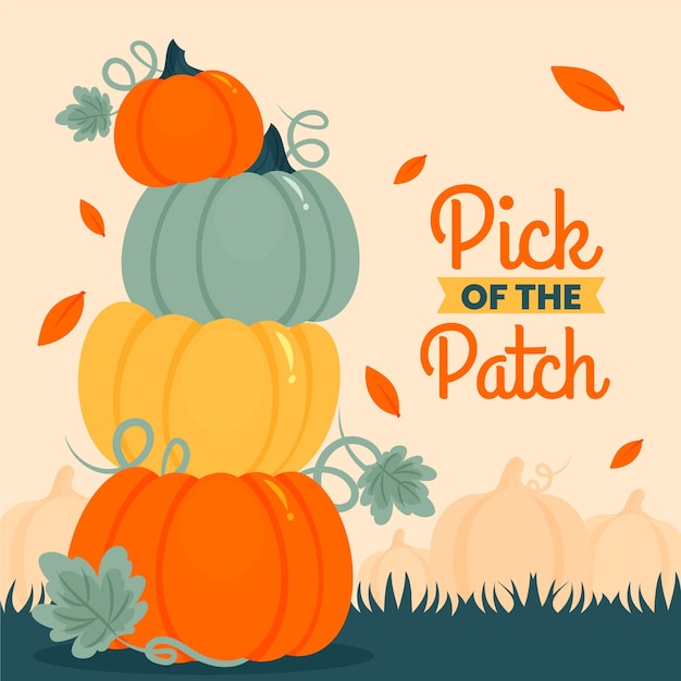 Gratis vector handgetekende pompoen patch illustratie