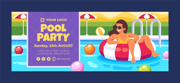 Handgetekende poolparty facebook cover