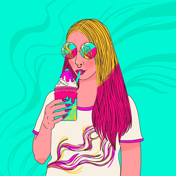Gratis Vector handgetekende pop-art en nieuwe trends illustratie