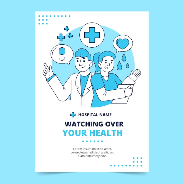 Gratis vector handgetekende poster voor ziekenhuisdiensten