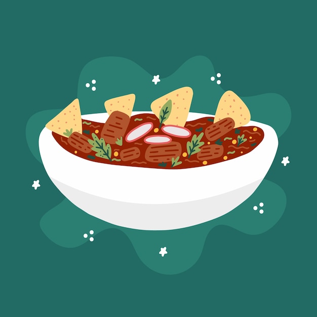 Handgetekende pozole-illustratie