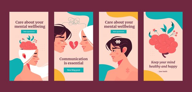 Handgetekende psycholoog instagramverhalen