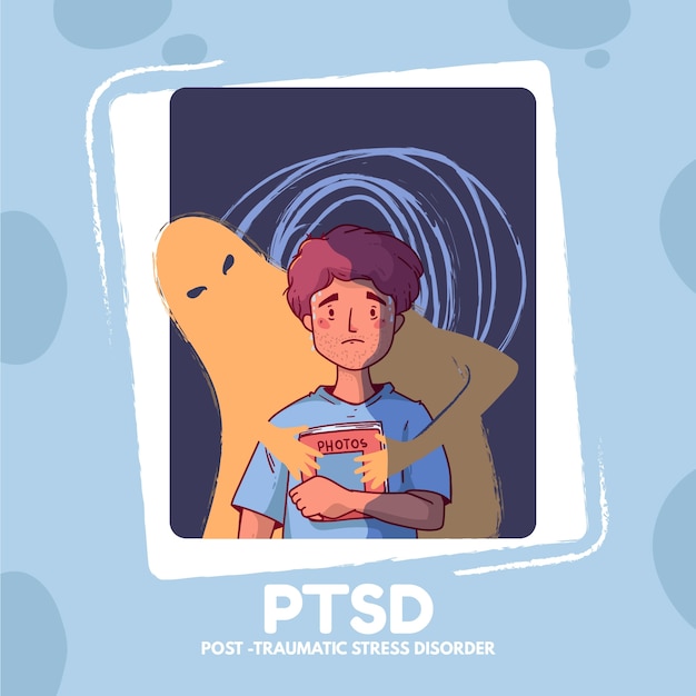 Handgetekende ptsd-illustratie