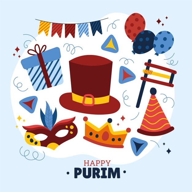 Handgetekende purim-elementencollectie