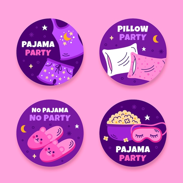Handgetekende pyjama party labels