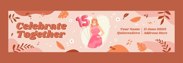 Gratis vector handgetekende quinceanera twitch banner