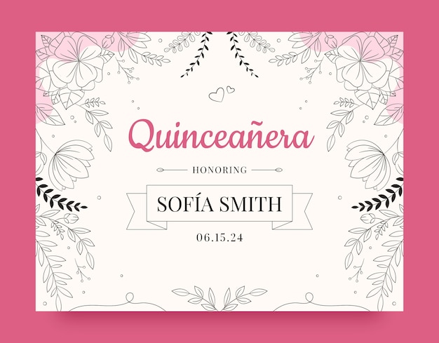 Gratis vector handgetekende quinceanera viering photocall