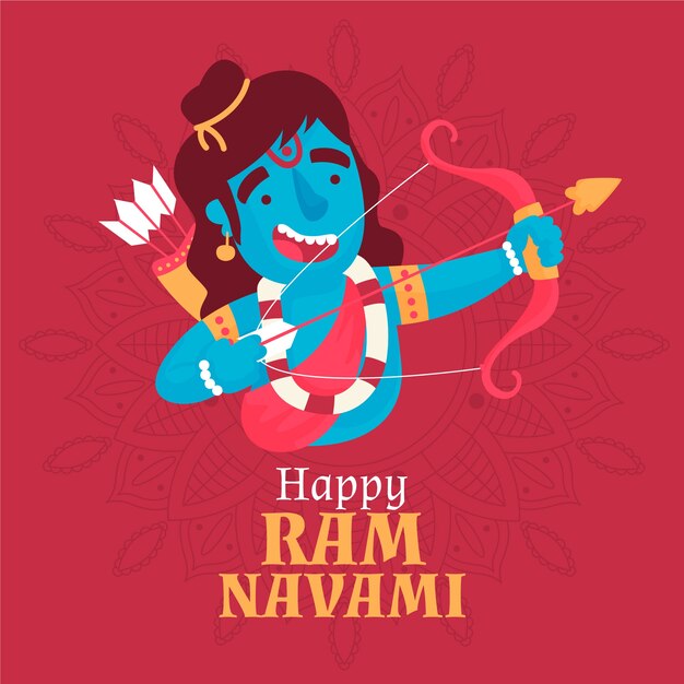 Handgetekende ram navami-feest