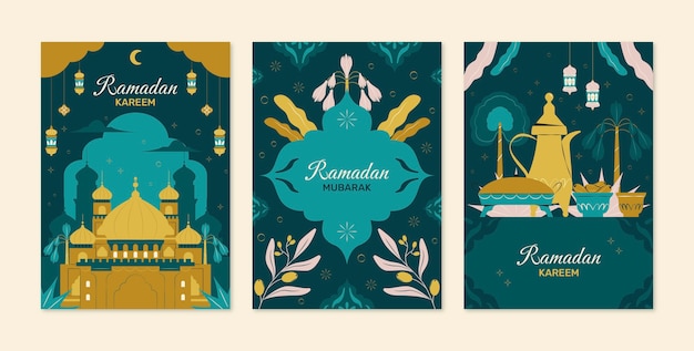 Handgetekende ramadan-groetekaartjes sjabloon